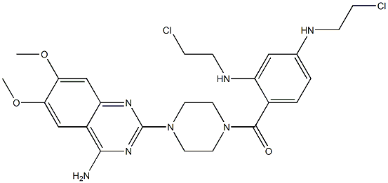 1-(4-amino-6,7-dimethoxy-2--quinazolyl)-4-(4-(bis-2-chloroethylamino)benzoyl)piperazine Struktur