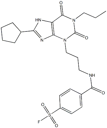 8-cyclopentyl-3-(3-(4-fluorosulfonylbenzamido)propyl)-1-propylxanthine Struktur