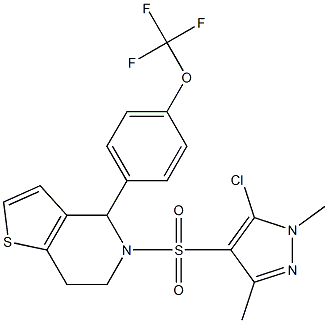 5-[(5-chloro-1,3-dimethyl-1H-pyrazol-4-yl)sulfonyl]-4-[4-(trifluoromethoxy)phenyl]-4,5,6,7-tetrahydrothieno[3,2-c]pyridine Struktur