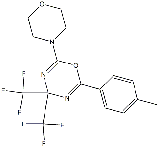 2-(4-methylphenyl)-6-morpholino-4,4-di(trifluoromethyl)-4H-1,3,5-oxadiazine Struktur