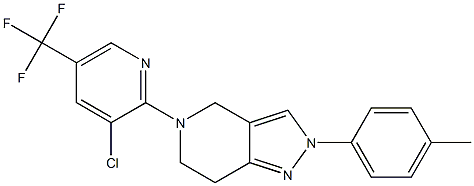 5-[3-chloro-5-(trifluoromethyl)-2-pyridinyl]-2-(4-methylphenyl)-4,5,6,7-tetrahydro-2H-pyrazolo[4,3-c]pyridine Struktur