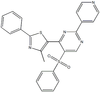 4-(4-methyl-2-phenyl-1,3-thiazol-5-yl)-5-(phenylsulfonyl)-2-(4-pyridinyl)pyrimidine Struktur