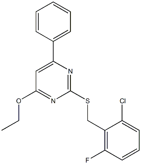 2-[(2-chloro-6-fluorobenzyl)thio]-4-ethoxy-6-phenylpyrimidine Struktur