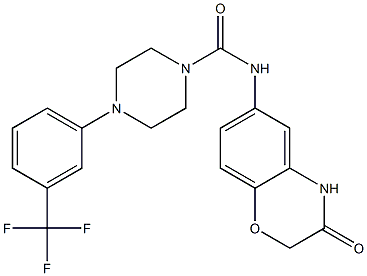 N-(3-oxo-3,4-dihydro-2H-1,4-benzoxazin-6-yl)-4-[3-(trifluoromethyl)phenyl]tetrahydro-1(2H)-pyrazinecarboxamide Struktur