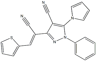 3-[1-cyano-2-(2-thienyl)vinyl]-1-phenyl-5-(1H-pyrrol-1-yl)-1H-pyrazole-4-carbonitrile Struktur