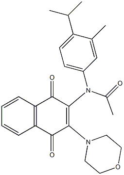 N-(4-isopropyl-3-methylphenyl)-N-(3-morpholino-1,4-dioxo-1,4-dihydro-2-naphthalenyl)acetamide Struktur