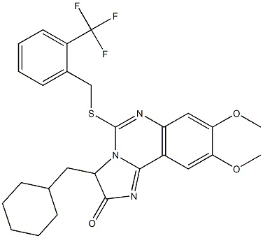 3-(cyclohexylmethyl)-8,9-dimethoxy-5-{[2-(trifluoromethyl)benzyl]sulfanyl}imidazo[1,2-c]quinazolin-2(3H)-one Struktur