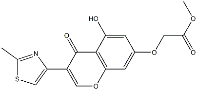 methyl 2-{[5-hydroxy-3-(2-methyl-1,3-thiazol-4-yl)-4-oxo-4H-chromen-7-yl]oxy}acetate Struktur