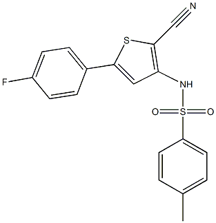 N1-[2-cyano-5-(4-fluorophenyl)-3-thienyl]-4-methylbenzene-1-sulfonamide Struktur