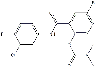 4-bromo-2-[(3-chloro-4-fluoroanilino)carbonyl]phenyl N,N-dimethylcarbamate Struktur