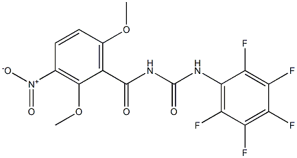 N-(2,6-dimethoxy-3-nitrobenzoyl)-N'-(2,3,4,5,6-pentafluorophenyl)urea Struktur