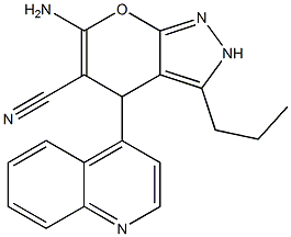 6-amino-3-propyl-4-(4-quinolinyl)-2,4-dihydropyrano[2,3-c]pyrazole-5-carbonitrile Struktur