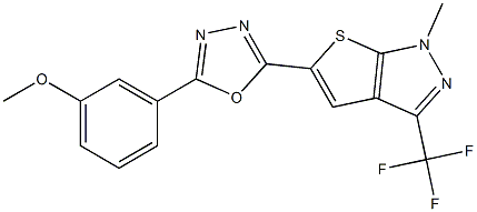 methyl 3-{5-[1-methyl-3-(trifluoromethyl)-1H-thieno[2,3-c]pyrazol-5-yl]-1,3,4-oxadiazol-2-yl}phenyl ether Struktur