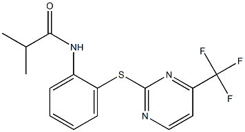 N1-(2-{[4-(trifluoromethyl)pyrimidin-2-yl]thio}phenyl)-2-methylpropanamide Struktur