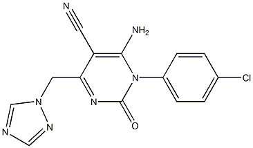 6-amino-1-(4-chlorophenyl)-2-oxo-4-(1H-1,2,4-triazol-1-ylmethyl)-1,2-dihydro-5-pyrimidinecarbonitrile Struktur