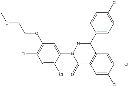 6,7-dichloro-4-(4-chlorophenyl)-2-[2,4-dichloro-5-(2-methoxyethoxy)phenyl]-1(2H)-phthalazinone Struktur