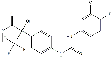 methyl 2-(4-{[(3-chloro-4-fluoroanilino)carbonyl]amino}phenyl)-3,3,3-trifluoro-2-hydroxypropanoate Struktur