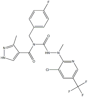 N-({2-[3-chloro-5-(trifluoromethyl)-2-pyridinyl]-2-methylhydrazino}carbonyl)-N-(4-fluorobenzyl)-3-methyl-1H-pyrazole-4-carboxamide Struktur