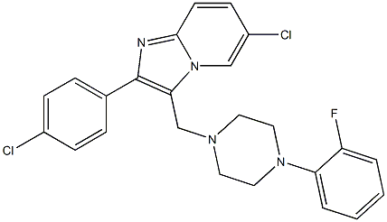 6-chloro-2-(4-chlorophenyl)-3-{[4-(2-fluorophenyl)piperazino]methyl}imidazo[1,2-a]pyridine Struktur