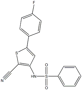 N1-[2-cyano-5-(4-fluorophenyl)-3-thienyl]benzene-1-sulfonamide Struktur