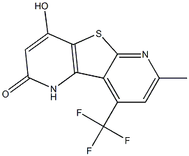 4-hydroxy-7-methyl-9-(trifluoromethyl)pyrido[2',3':4,5]thieno[2,3-b]pyridin-2(1H)-one Struktur