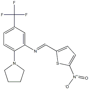 N1-[(5-nitro-2-thienyl)methylidene]-2-tetrahydro-1H-pyrrol-1-yl-5-(trifluoromethyl)aniline Struktur