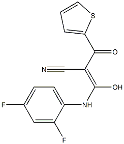 (Z)-3-(2,4-difluoroanilino)-3-hydroxy-2-(2-thienylcarbonyl)-2-propenenitrile Struktur