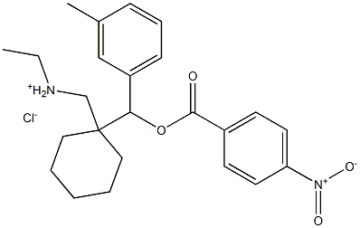 {1-[(1,1-dimethylammonio)methyl]cyclohexyl}(3-methylphenyl)methyl 4-nitrobenzoate chloride Struktur