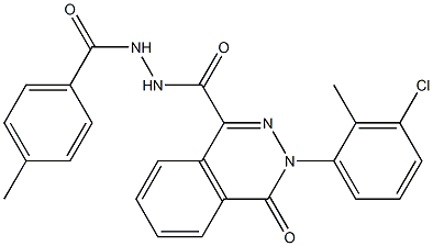 3-(3-chloro-2-methylphenyl)-N'-(4-methylbenzoyl)-4-oxo-3,4-dihydro-1-phthalazinecarbohydrazide Struktur