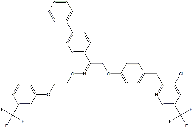 1-[1,1'-biphenyl]-4-yl-2-(4-{[3-chloro-5-(trifluoromethyl)-2-pyridinyl]methyl}phenoxy)-1-ethanone O-{2-[3-(trifluoromethyl)phenoxy]ethyl}oxime Struktur