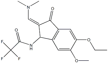 N-{2-[(Z)-(dimethylamino)methylidene]-5-ethoxy-6-methoxy-3-oxo-1,3-dihydro-2H-inden-1-yl}-2,2,2-trifluoroacetamide Struktur