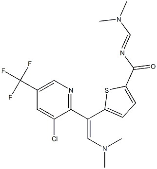 5-[1-[3-chloro-5-(trifluoromethyl)-2-pyridinyl]-2-(dimethylamino)vinyl]-N-[(dimethylamino)methylene]-2-thiophenecarboxamide Struktur