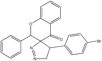 4',5'-dihydro-4'-(4-bromophenyl)-2-phenyl-spiro[2H-1-benzopyran-3(4H),3'-[3H]pyrazol]-4-one Struktur