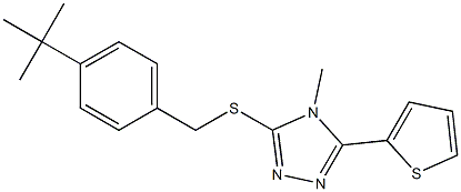 3-{[4-(tert-butyl)benzyl]sulfanyl}-4-methyl-5-(2-thienyl)-4H-1,2,4-triazole Struktur