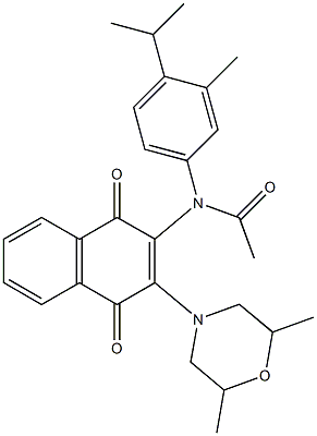 N-[3-(2,6-dimethylmorpholino)-1,4-dioxo-1,4-dihydro-2-naphthalenyl]-N-(4-isopropyl-3-methylphenyl)acetamide Struktur