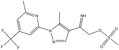 2-methyl-6-(5-methyl-4-{[(methylsulfonyl)oxy]ethanimidoyl}-1H-pyrazol-1-yl)-4-(trifluoromethyl)pyridine Struktur