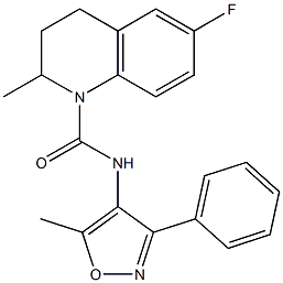 N1-(5-methyl-3-phenyl-4-isoxazolyl)-6-fluoro-2-methyl-1,2,3,4-tetrahydro-1-quinolinecarboxamide Struktur