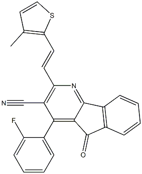 4-(2-fluorophenyl)-2-[(E)-2-(3-methyl-2-thienyl)ethenyl]-5-oxo-5H-indeno[1,2-b]pyridine-3-carbonitrile Struktur