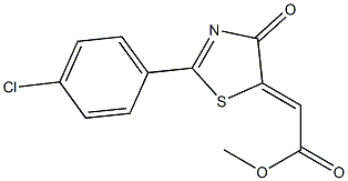 methyl 2-[2-(4-chlorophenyl)-4-oxo-4,5-dihydro-1,3-thiazol-5-yliden]acetate Struktur