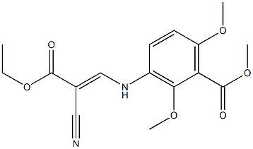 methyl 3-[(2-cyano-3-ethoxy-3-oxoprop-1-enyl)amino]-2,6-dimethoxybenzoate Struktur