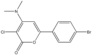 6-(4-bromophenyl)-3-chloro-4-(dimethylamino)-2H-pyran-2-one Struktur