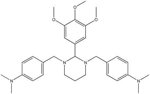 N1,N1-dimethyl-4-{[3-[4-(dimethylamino)benzyl]-2-(3,4,5-trimethoxyphenyl)hexahydropyrimidin-1-yl]methyl}aniline Struktur