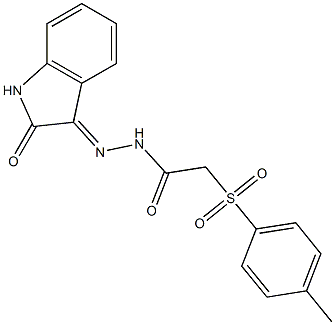 2-[(4-methylphenyl)sulfonyl]-N'-(2-oxo-1,2-dihydro-3H-indol-3-yliden)acetohydrazide Struktur