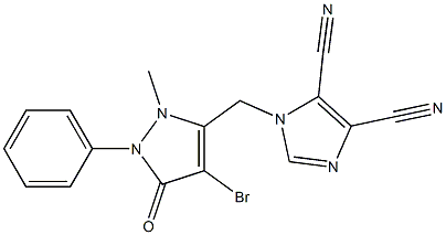 1-[(4-bromo-2-methyl-5-oxo-1-phenyl-2,5-dihydro-1H-pyrazol-3-yl)methyl]-1H-imidazole-4,5-dicarbonitrile Struktur