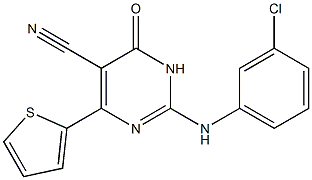 2-(3-chloroanilino)-6-oxo-4-(2-thienyl)-1,6-dihydropyrimidine-5-carbonitrile Struktur