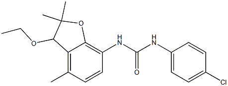 N-(4-chlorophenyl)-N'-(3-ethoxy-2,2,4-trimethyl-2,3-dihydro-1-benzofuran-7-yl)urea Struktur