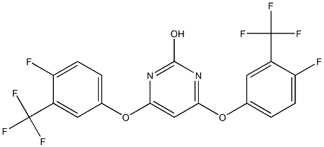 4,6-bis[4-fluoro-3-(trifluoromethyl)phenoxy]-2-pyrimidinol Struktur