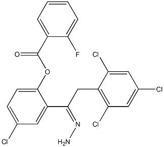 4-chloro-2-[2-(2,4,6-trichlorophenyl)ethanhydrazonoyl]phenyl 2-fluorobenzoa te Struktur