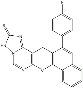 13-(4-fluorophenyl)-2,3-dihydro-14H-benzo[7,8]chromeno[3,2-e][1,2,4]triazol o[1,5-c]pyrimidine-2-thione Struktur