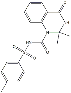 N-{[2,2-dimethyl-4-oxo-3,4-dihydro-1(2H)-quinazolinyl]carbonyl}-4-methylbenzenesulfonamide Struktur